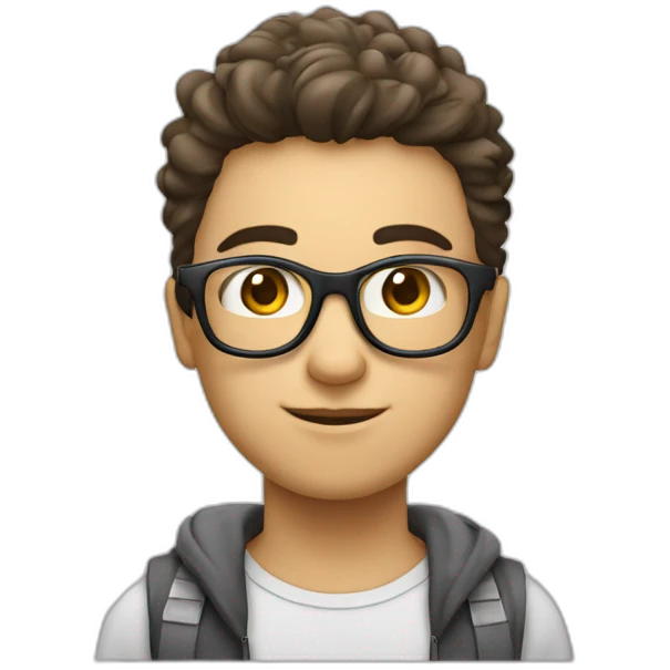 joven piel blanca gafas saludando emoji