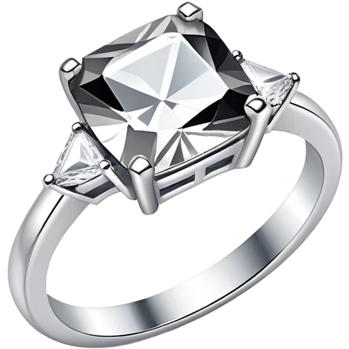 Silver dainty ring with square diamond emoji