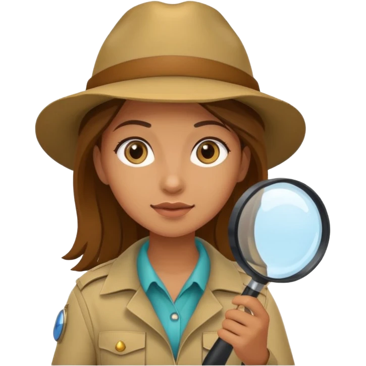 a young female explorer with magnifying glass emoji