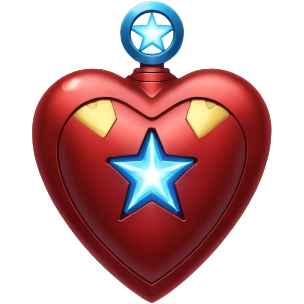 A red Iron Man heart with a glowing blue star in the center emoji