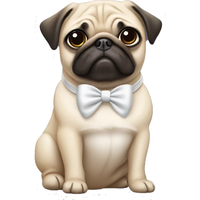 A pug with a white bow on its head  emoji