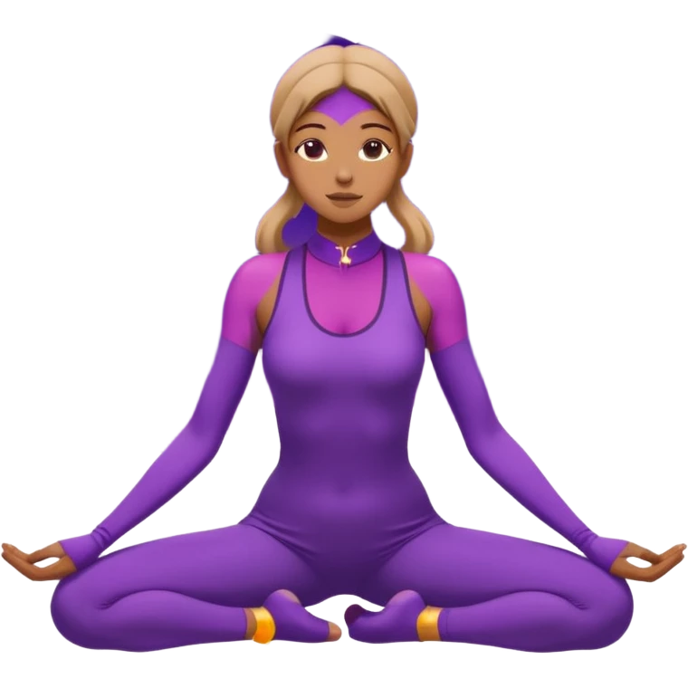 A woman with purple outfit bending backward in camel pose, mandala background, dreamy stars floating around. (your reference pose) emoji