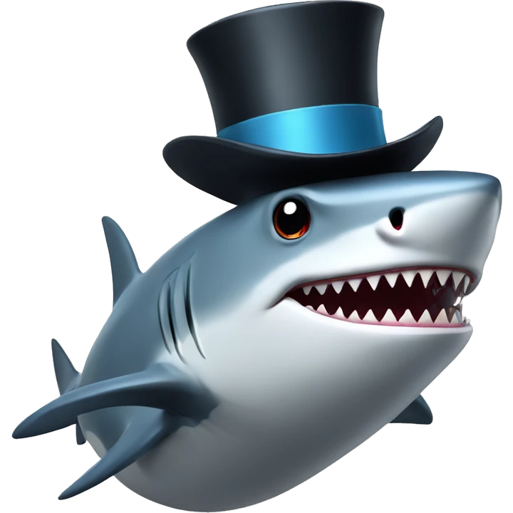 Shark with a top hat emoji