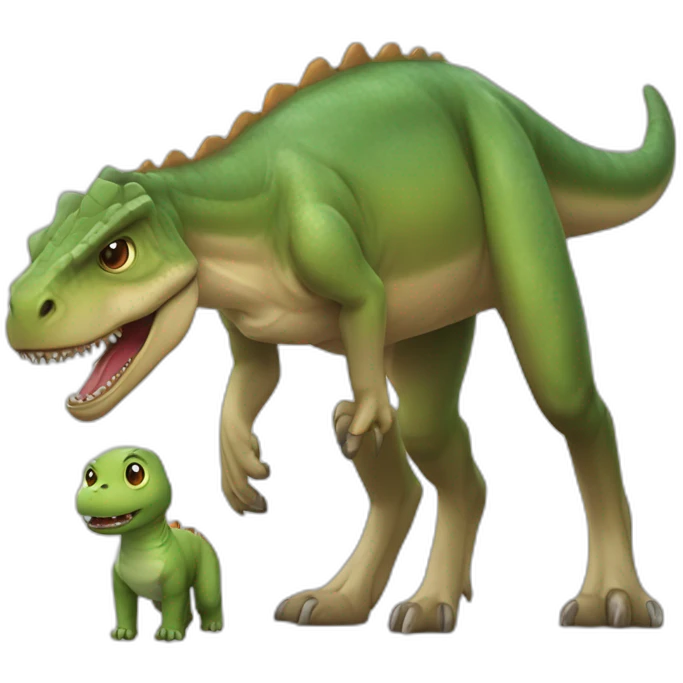 un dinosaure qui mange un chien emoji