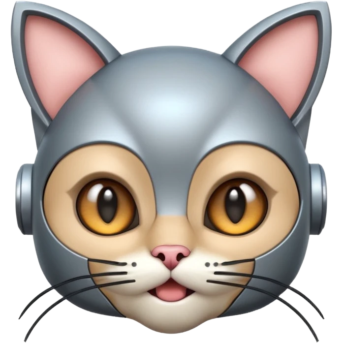 robot looking surprised with cat ears and looks funny emoji