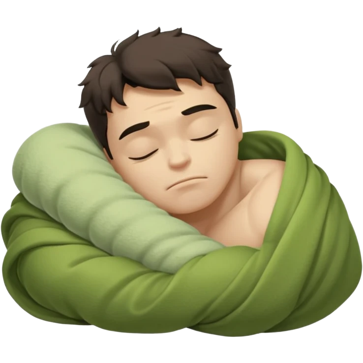 Incredible Hulk eyes closed sleeping lying down curled up in a beige blanket up to his neck emoji