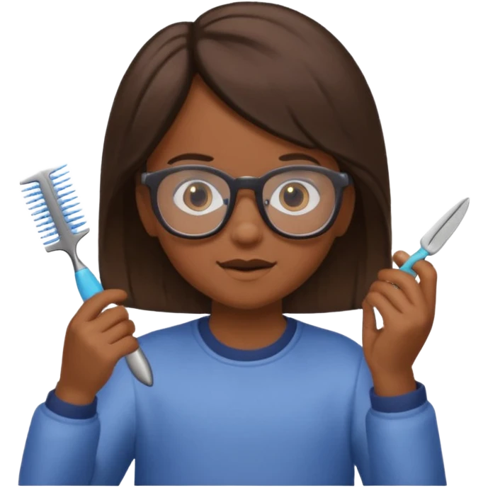 Kid with comb hair and glasses brown hair  emoji