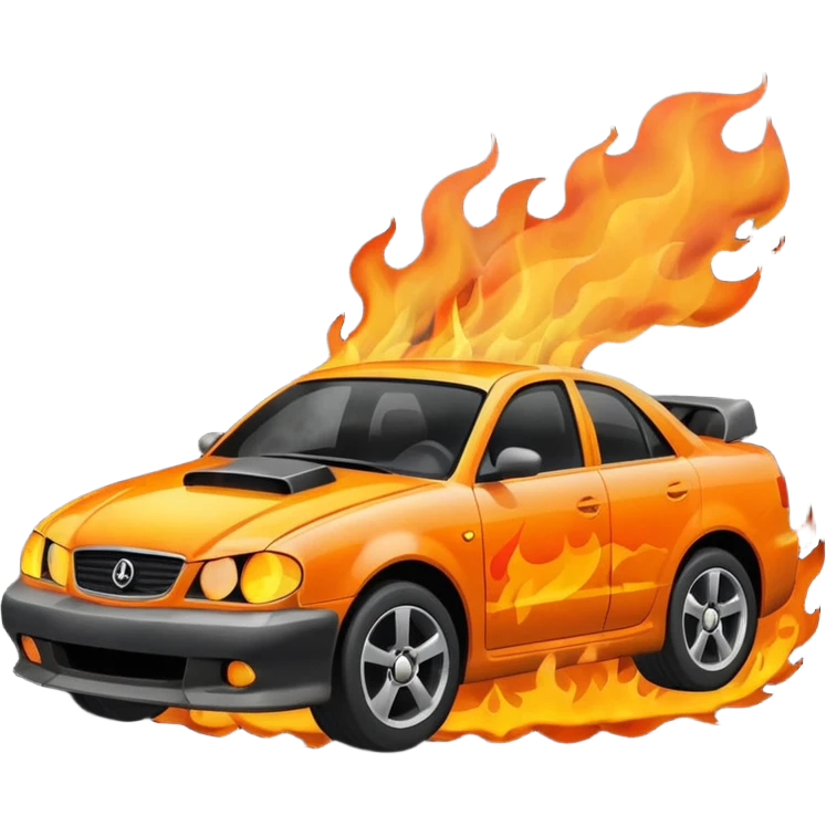 Car on fire emoji