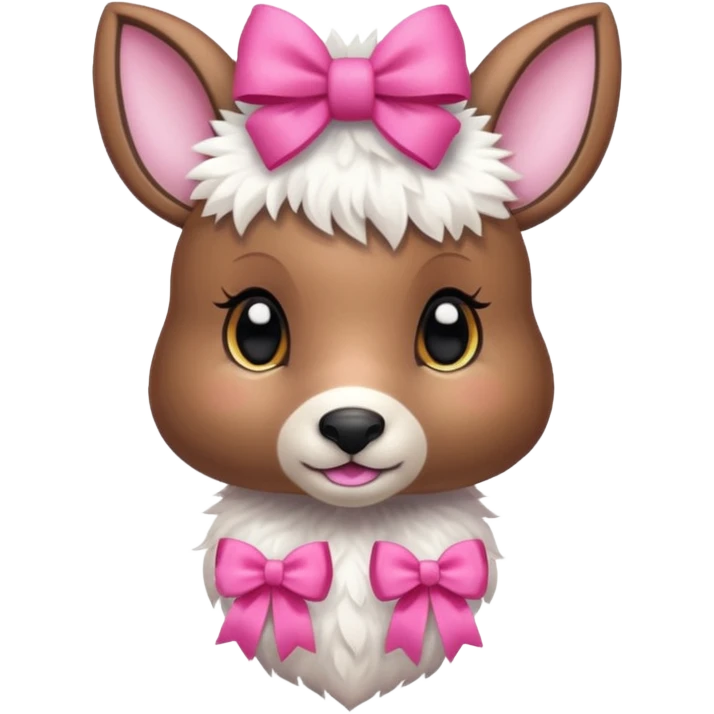 Cute Doe with a pink bow and with flowers in the background  emoji