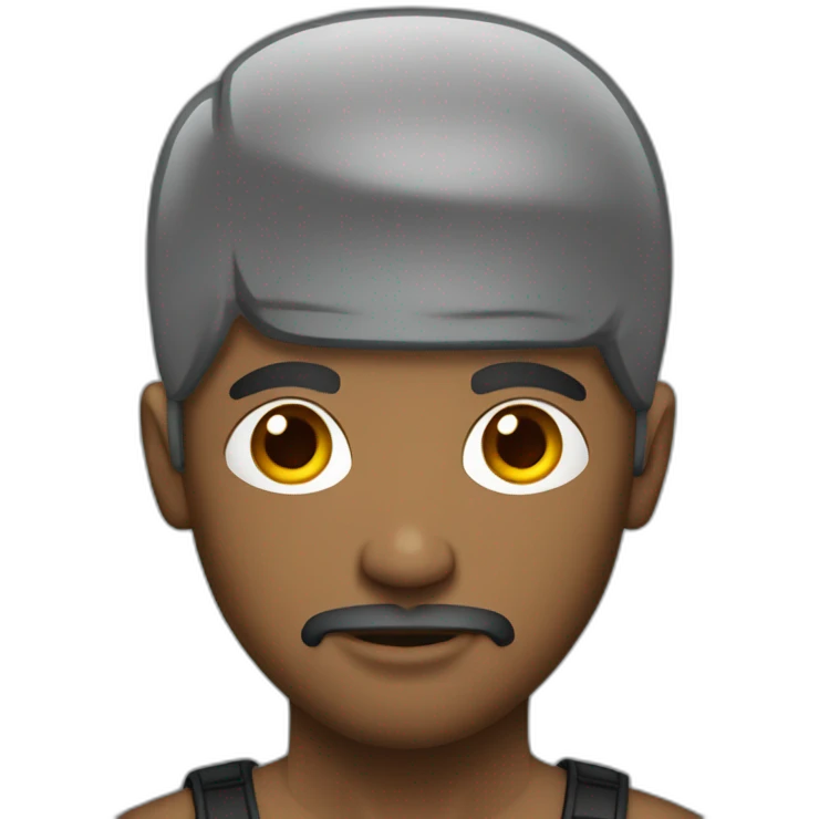 Bold man with tattoo with a computer emoji