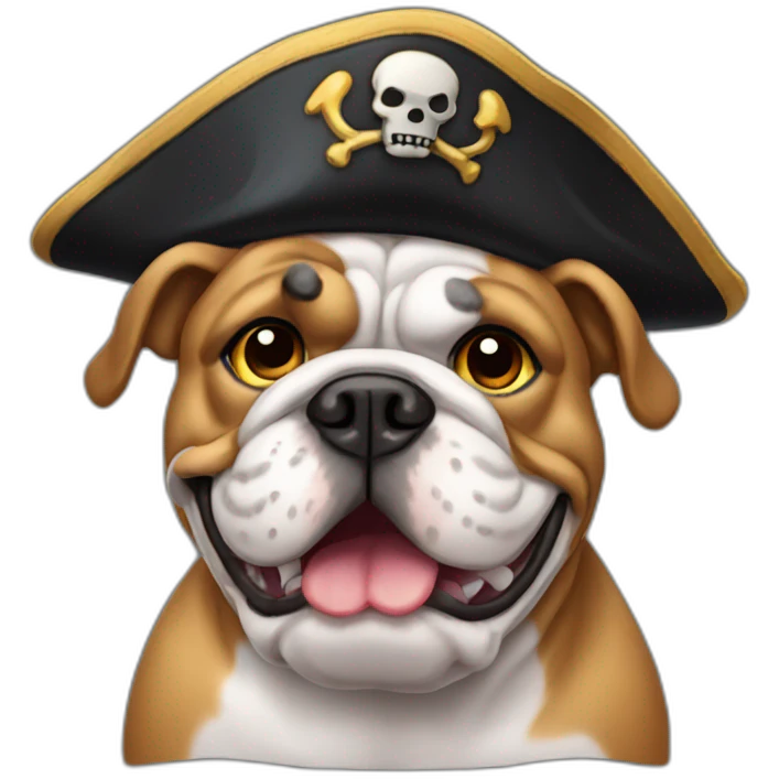 Bulldog wearing a pirate hat emoji
