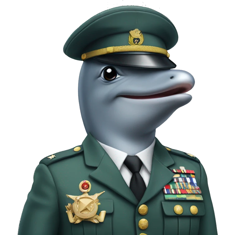 Dolphin in a military uniform emoji