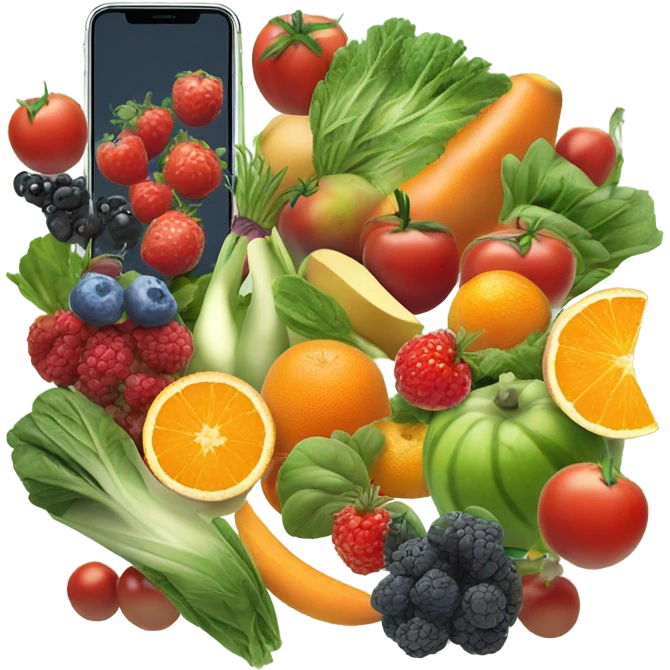 smartphone screen showing healthy eating emoji