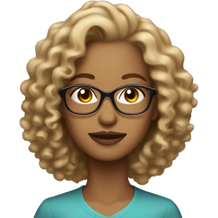 Gorgeous light brown woman with medium length blonde curly hair and glasses emoji