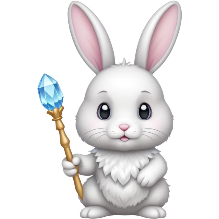 White bunny with wand and cristals emoji