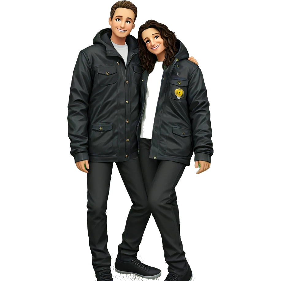 boys in grass with jackets emoji