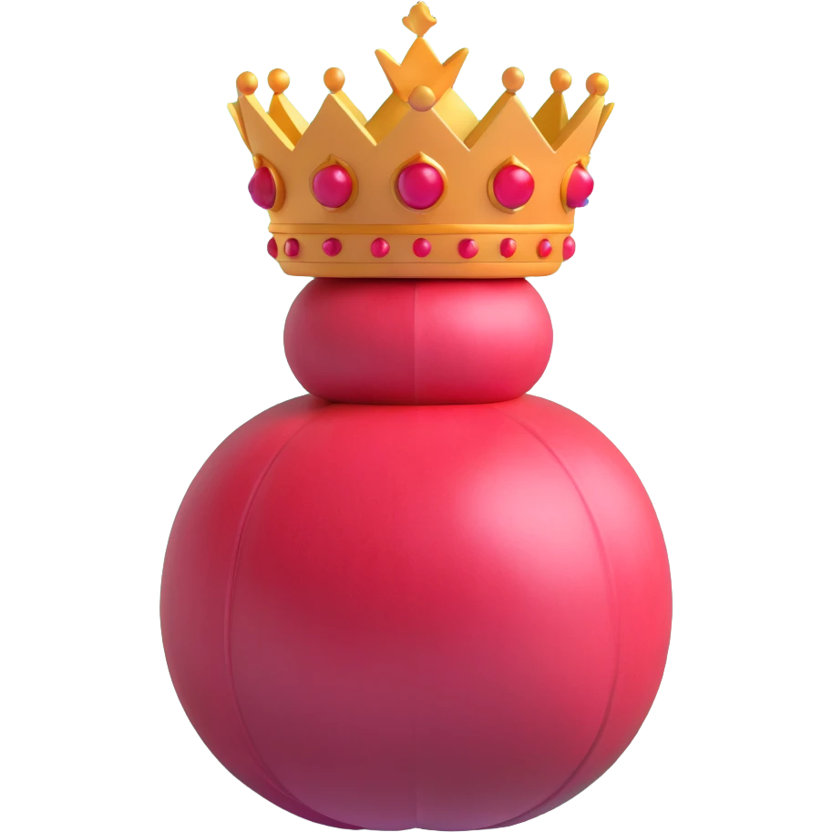 whole pomegranate with a round, red outer shell and a crown-like top emoji