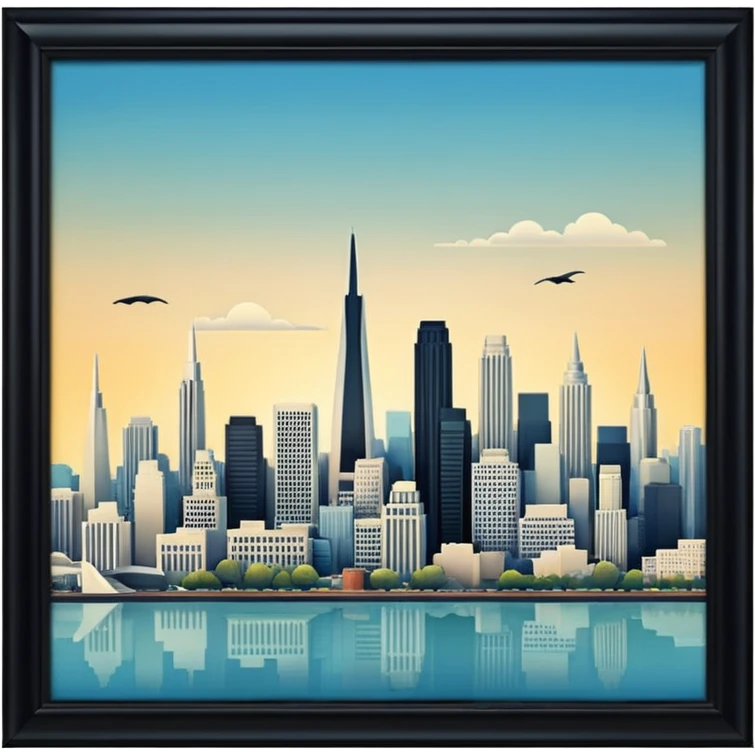 create an image of san francisco skyline in the tech future - no car, use art deco emoji