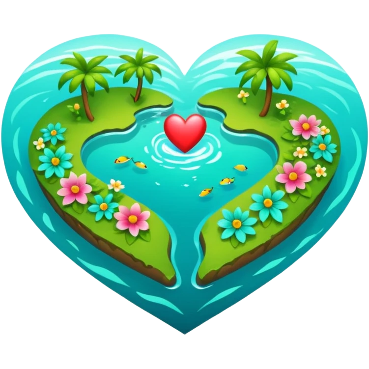 A island heart with green and flowers on it emoji