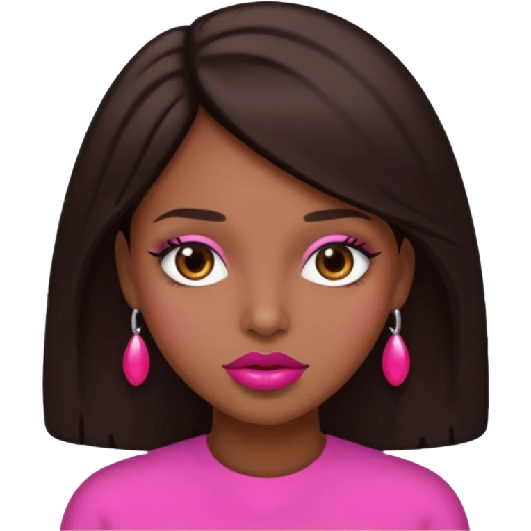 Brown skin dark hair pink lips emoji