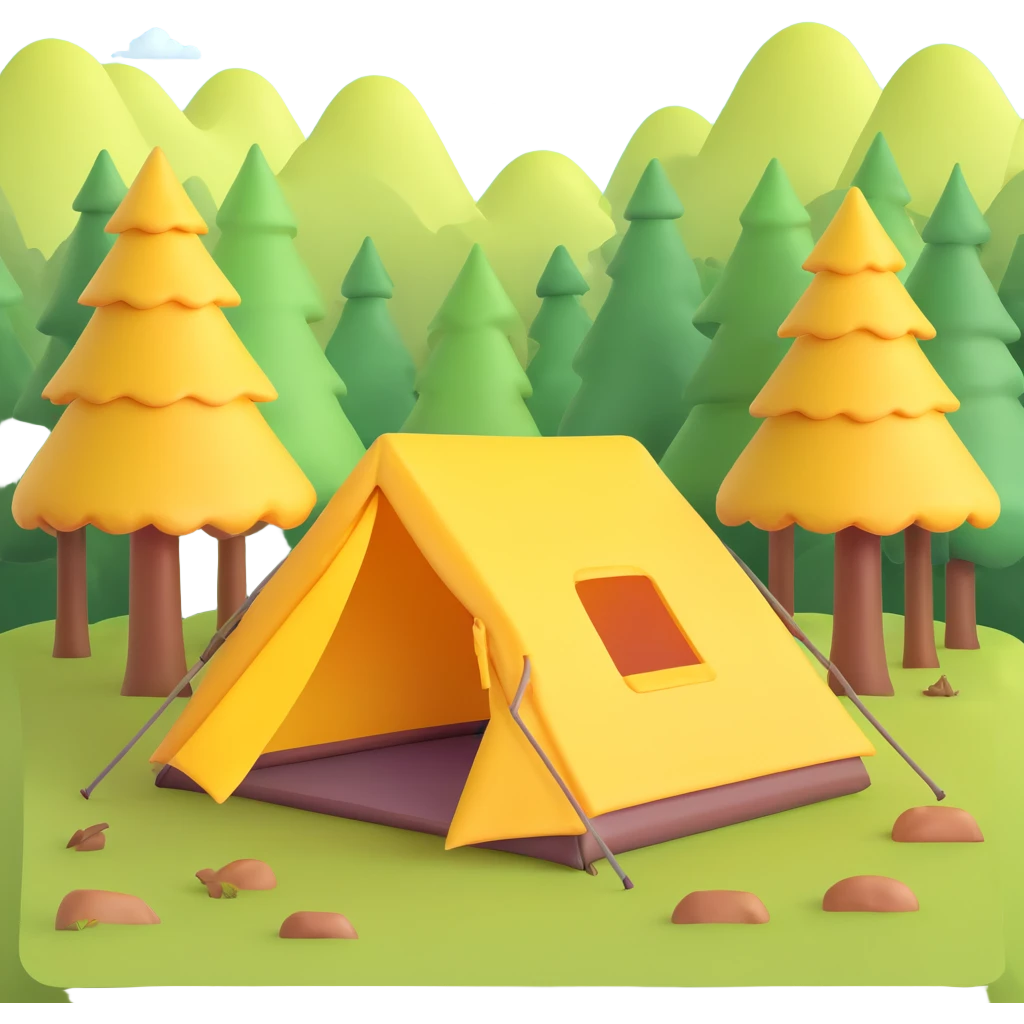 tent in a sunny forest clearing emoji
