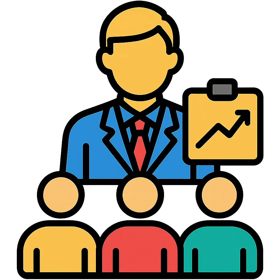 Staff manager, person in business attire with clipboard or chart, managing team members, professional leadership symbol emoji