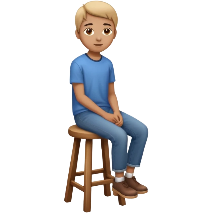 a person sitting on a stool with straight back turn straight body. emoji