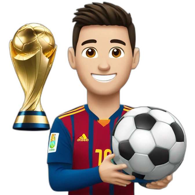 Cristiano avec messi et le trophée de la Coupe du monde emoji