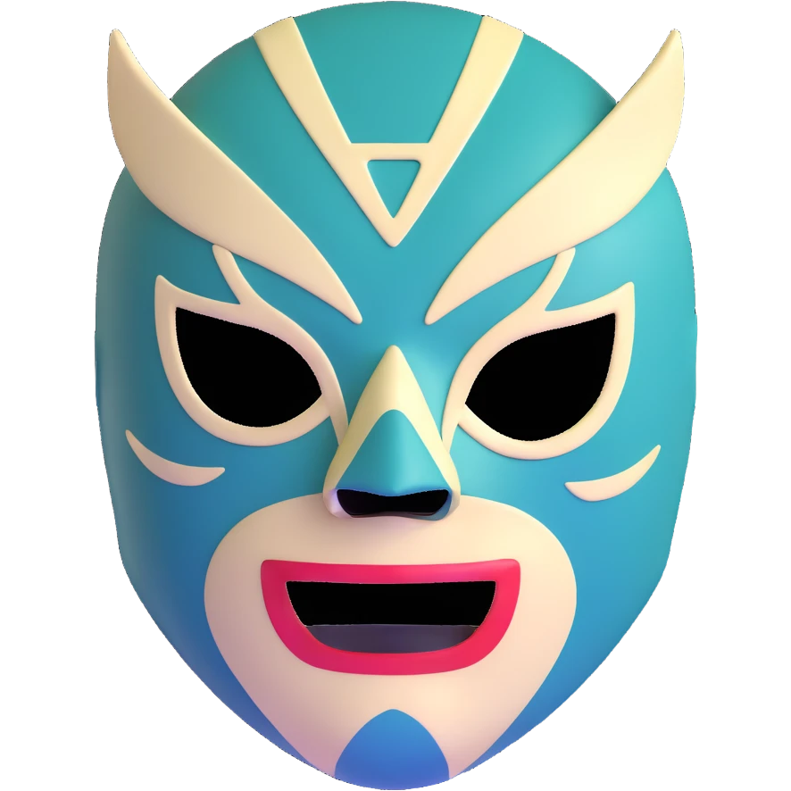 forest green, cream, and Carolina blue luchador mask emoji