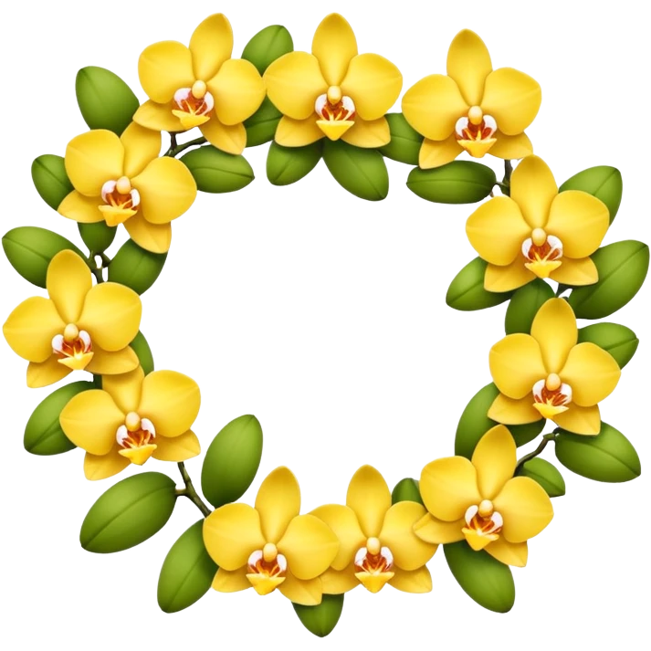Yellow orchid flower garland emoji