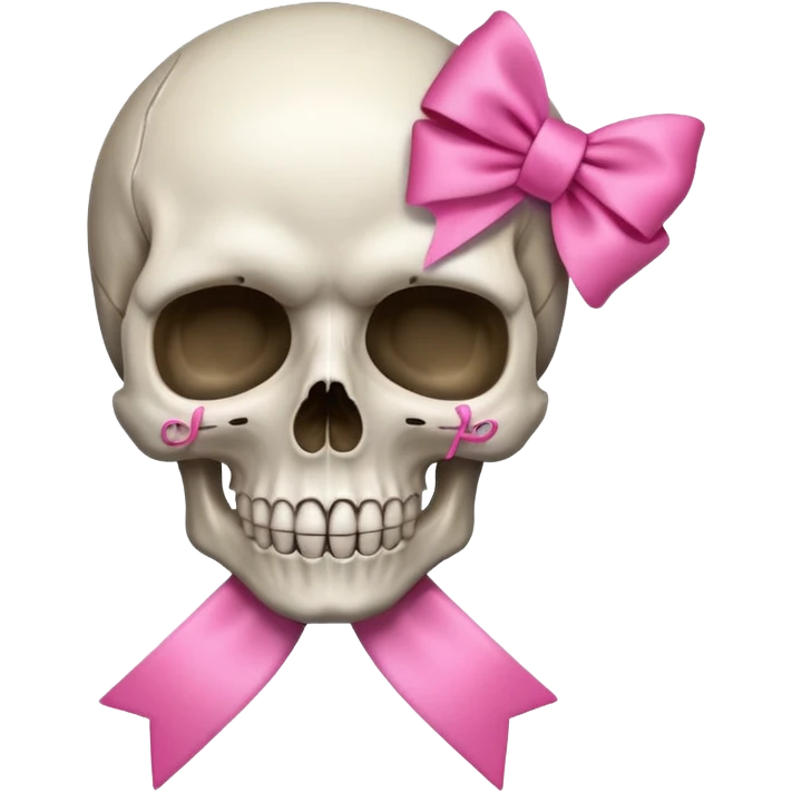 Skull with a pink ribbon emoji