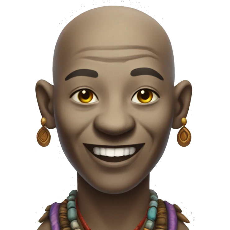 Bald Shaman Durek , happy, smiling, wearing shamanic clothes  emoji