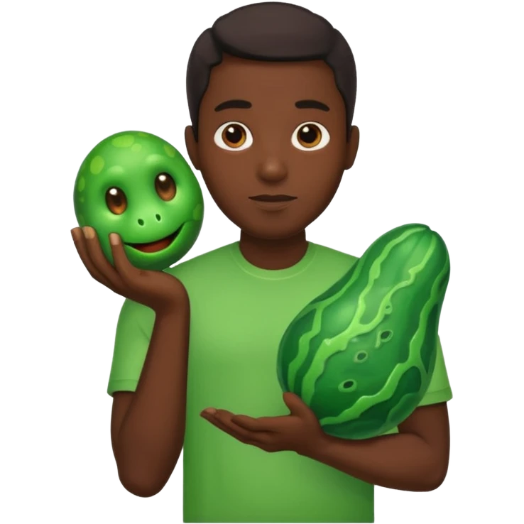 Big black man holding slimy veiny big object emoji