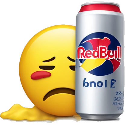 tired yellow emoji with a redbull  emoji