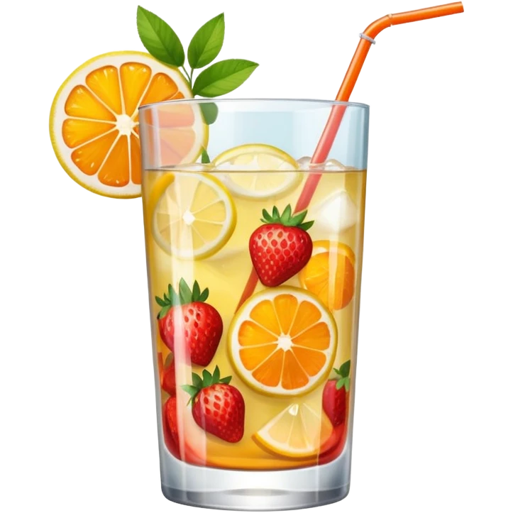 summer cocktail with lemon, strawberry, orange emoji