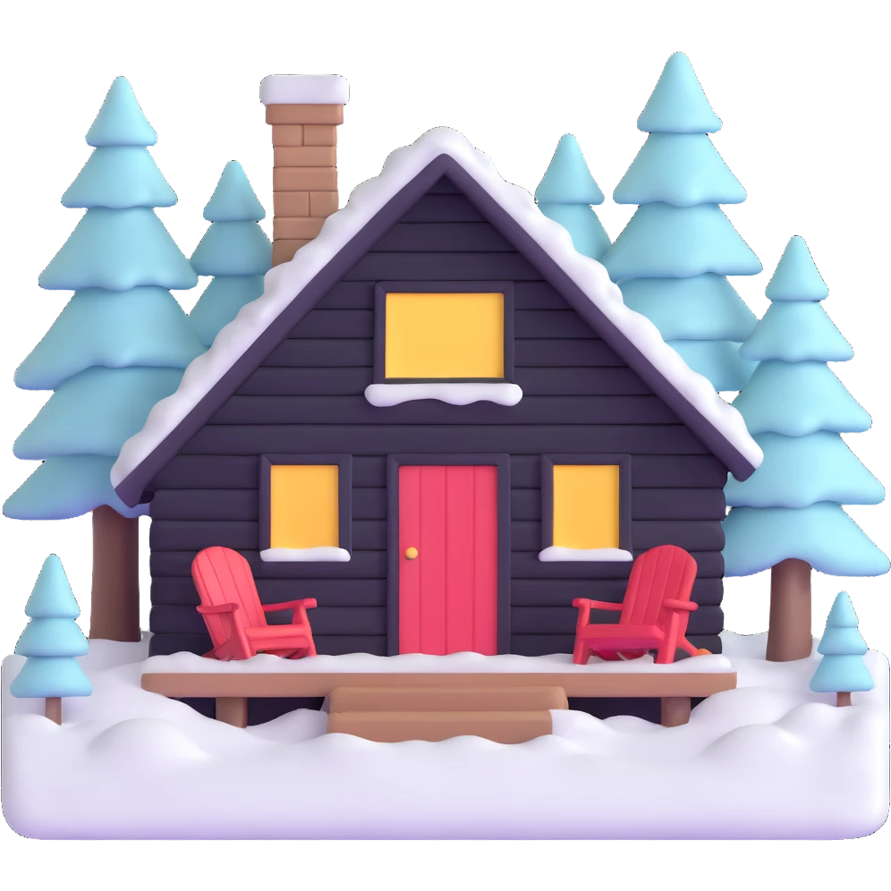 Bon Iver winter cabin in snowy forest emoji