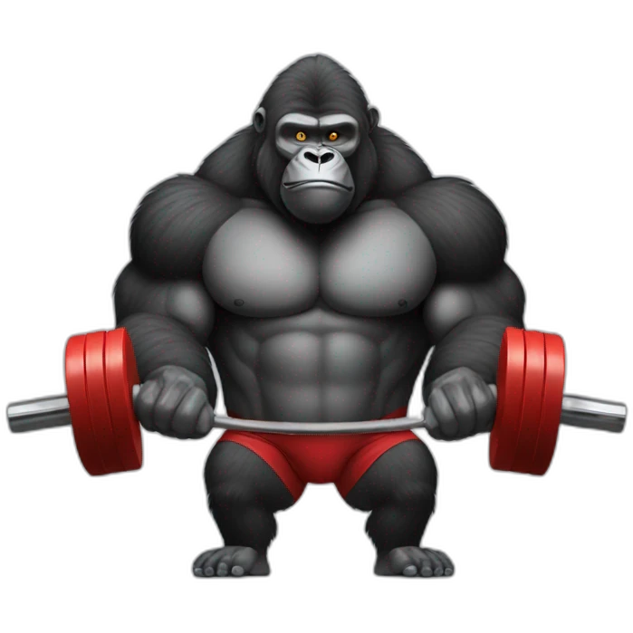 Very buff Gorilla lifting weights gym emoji
