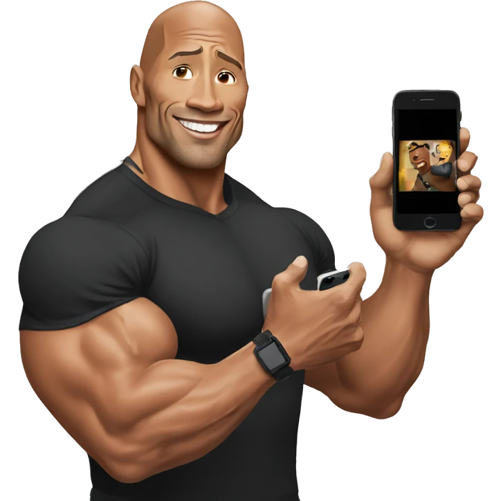 dwayne johnson holding an iphone emoji