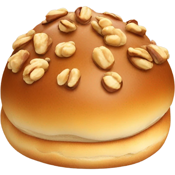 Round brioche with toasted hazelnuts on top emoji