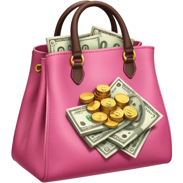 Pink bag full of money  emoji