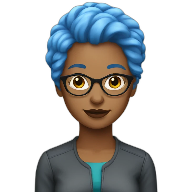 Blue haired feminist emoji