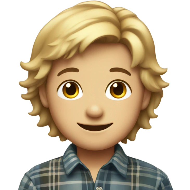 smiling boy in plaid shirt emoji