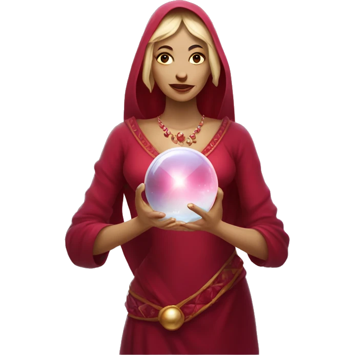  Mystical woman wearing rubies with crystal ball in hand emoji