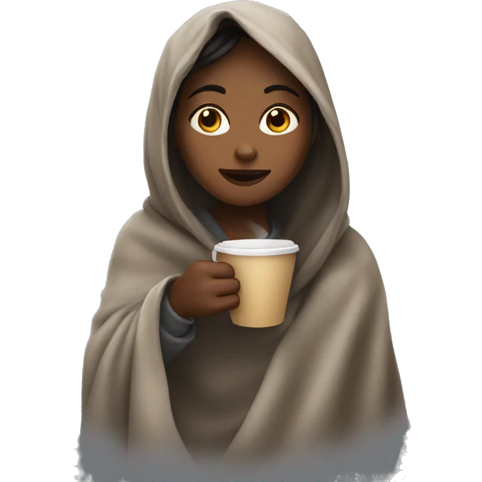 Girl drinking coffee under your blanket emoji
