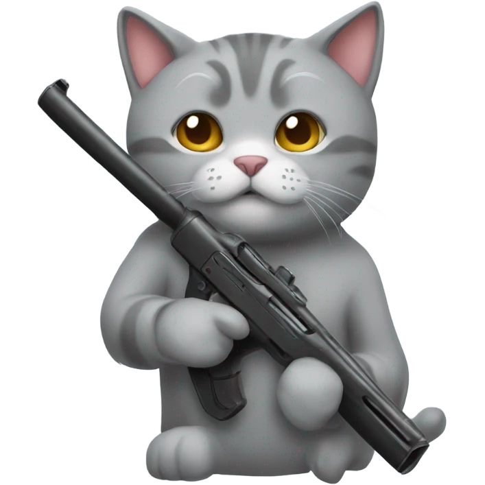Grey-cat-with-shot-gun emoji