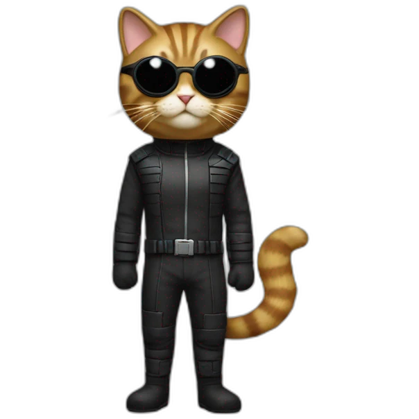 cat in nick fury suit and single eye patch full body emoji