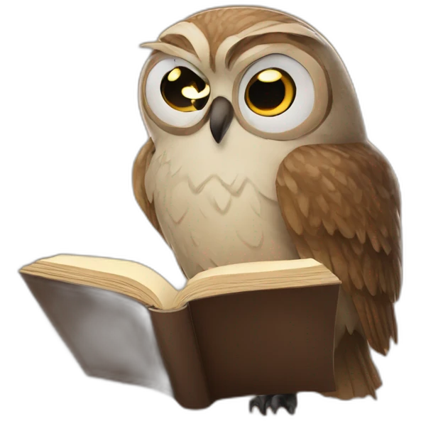 Owl reading emoji
