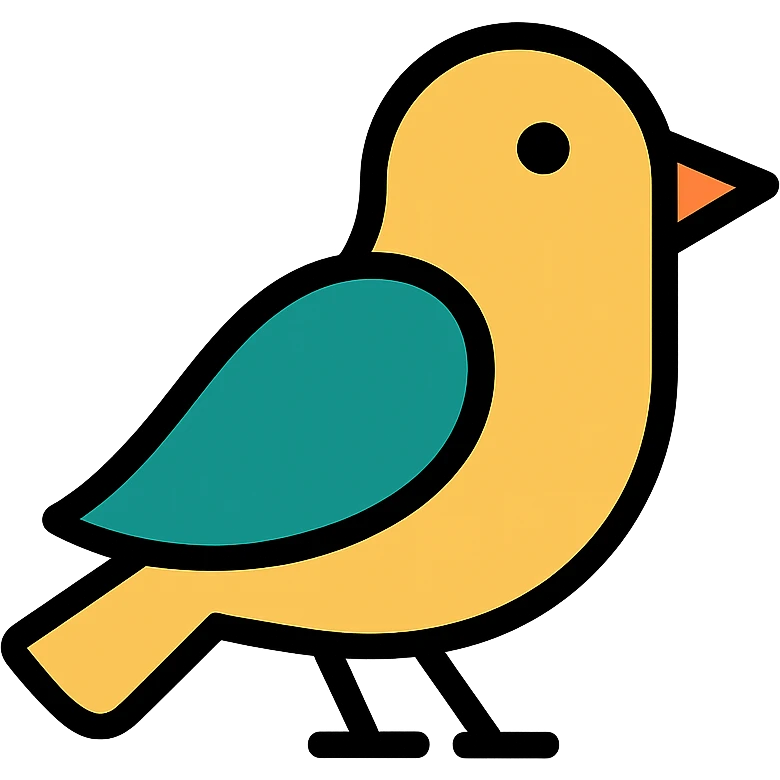 A bird in the style of an icon, color outline emoji