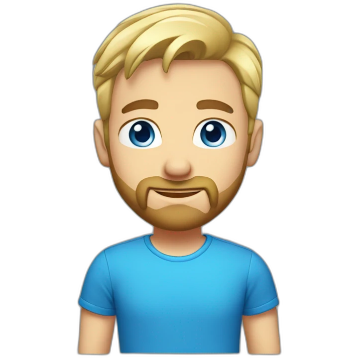 male short blond hair with beard blue eyes in t-shirt emoji