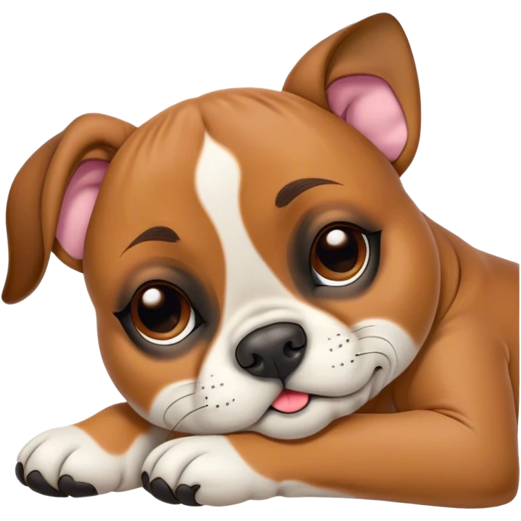 Meme-Worthy cute Sleeping Boxer dog Portrait Emoji, Head resting peacefully with a contented smile, showcasing a delightfully cute build and a luxuriously soft fawn fur, eyes shut in a serene nap, Simplified yet hilariously adorable features, highly detailed, glowing with a soft, drowsy light, high shine, relaxed and utterly lovable, stylized with an air of playful laziness, bright and heartwarming, soft glowing outline, capturing the essence of a comically sleepy Boxer, so meme-worthy it feels like it could instantly become the next viral sensation of adorable slumber! emoji